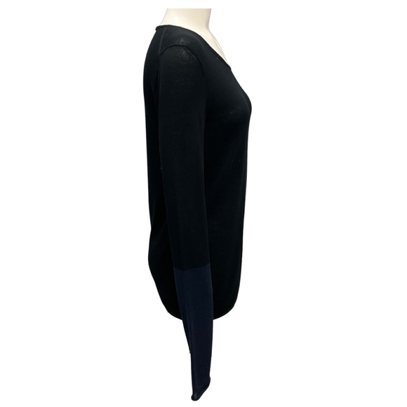 PROENZA SCHOULER BLACK / NAVY FEATHERWEIGHT COTTON SILK LEWIS SWEATER - Picture 2 of 5